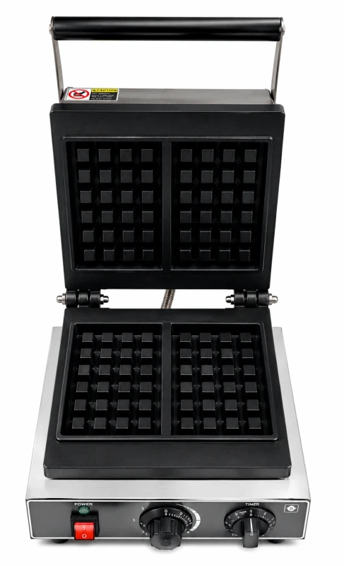 Gaufrier Professionnel 2 Grandes Empreintes Rectangulaires en Inox avec Thermostat & Minuterie
