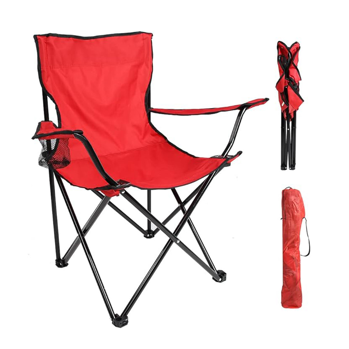 Chaise de Camping Pliable Cadre Acier Robuste 150kg