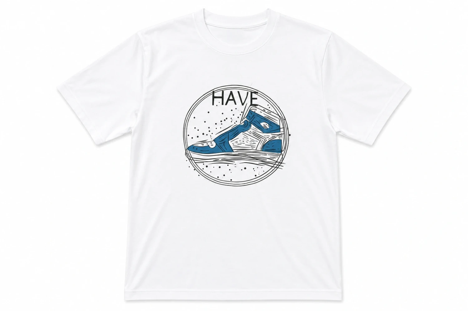 T-shirt Blanc « HAVE » avec Sneaker Bleue – Style Streetwear Graphique