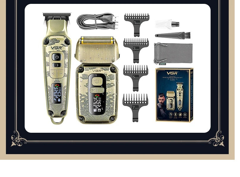 VGR Pack 2 Tondeuses à cheveux Barbe Professionnel boîtier en métal – Salon de Coiffure V-641