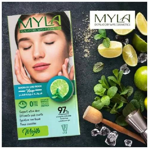 Bandes de cire froide visage MYLA – Mojito – 12 bandes