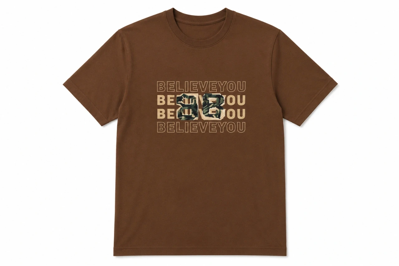 T-shirt Marron « BELIEVE IN YOU » – Style Streetwear Typographique