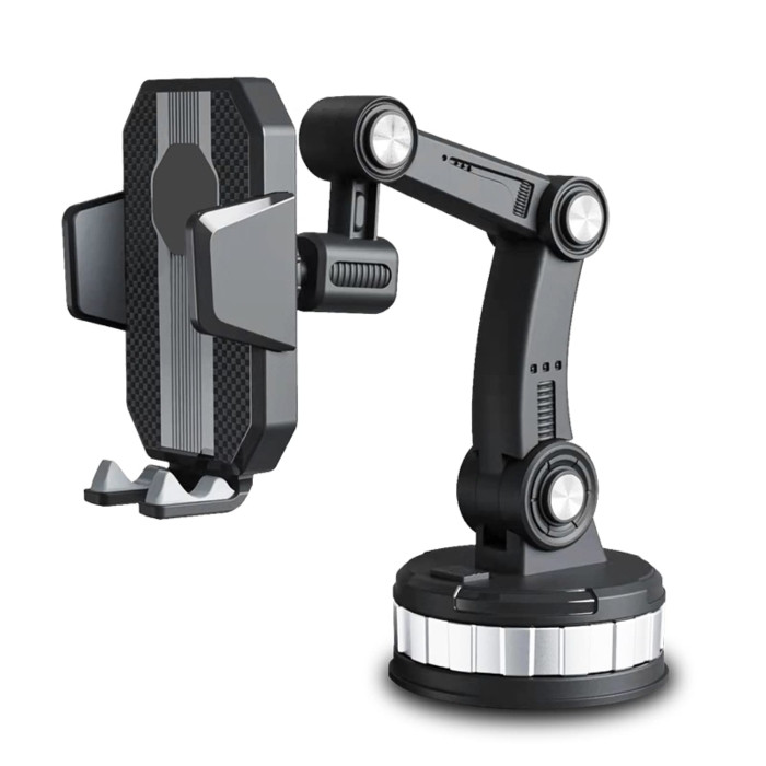 Support Téléphone Voiture 4-en-1 – Ventouse Ultra Puissante – Rotation 360° – Compatible Universel