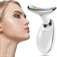 Appareil Anti-Rides Visage & Cou EMS Chauffant 45°C (Lifting & Luminothérapie LED)