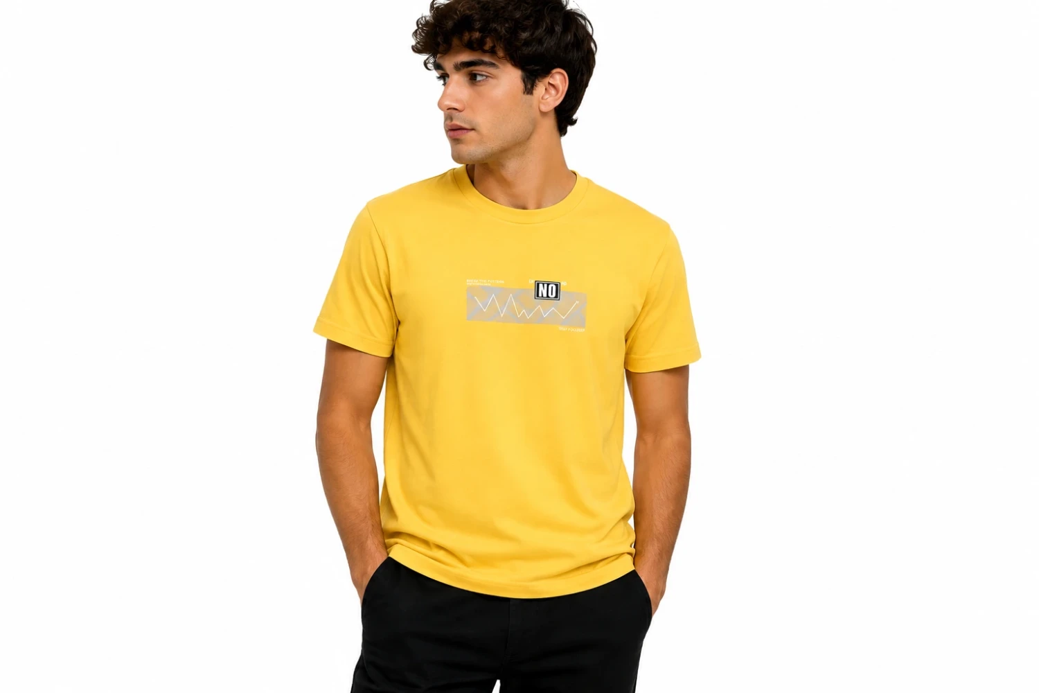 T-shirt Homme Jaune Moutarde