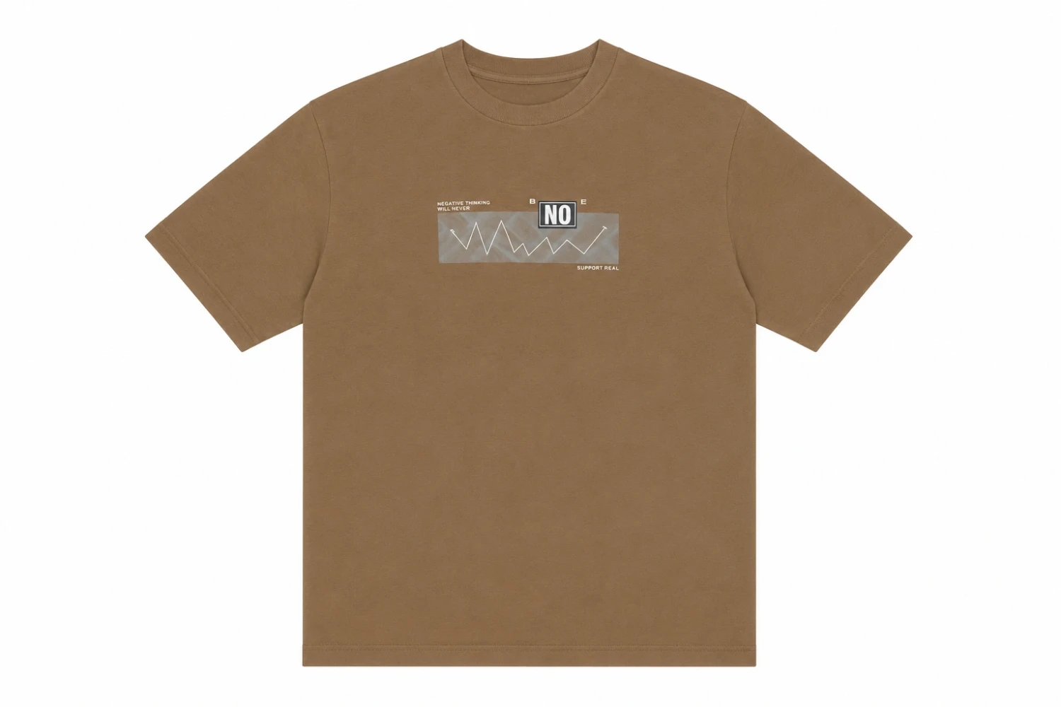 T-shirt Kaki Marron « NO » – Style Streetwear Graphique | Design Moderne