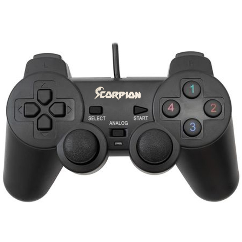 Manette de Jeu Filaire Scorpion SJ208-1 USB Noir pour PC