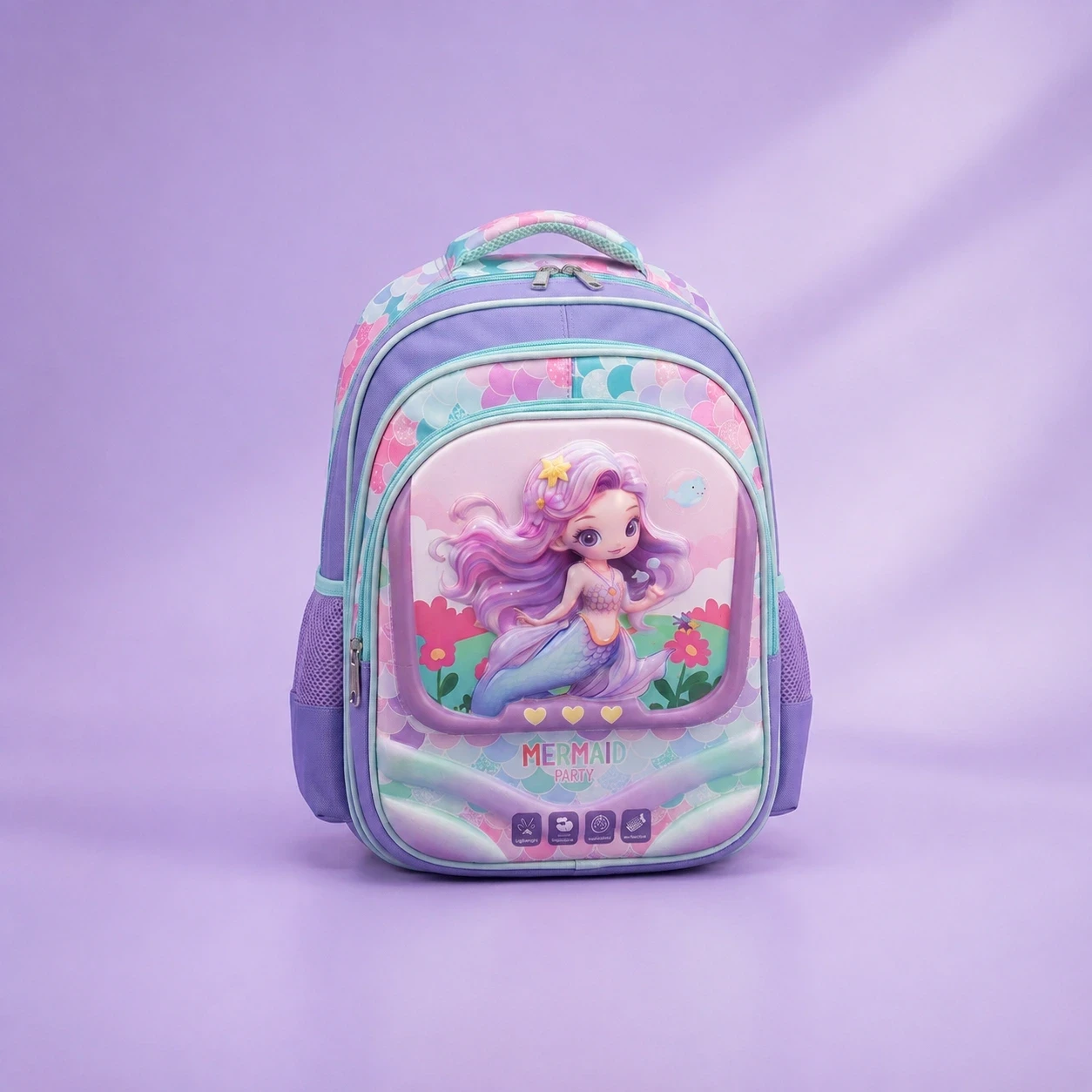 Sac à Dos Scolaire Fille Momolly Motif Sirène 3D Thermoformé