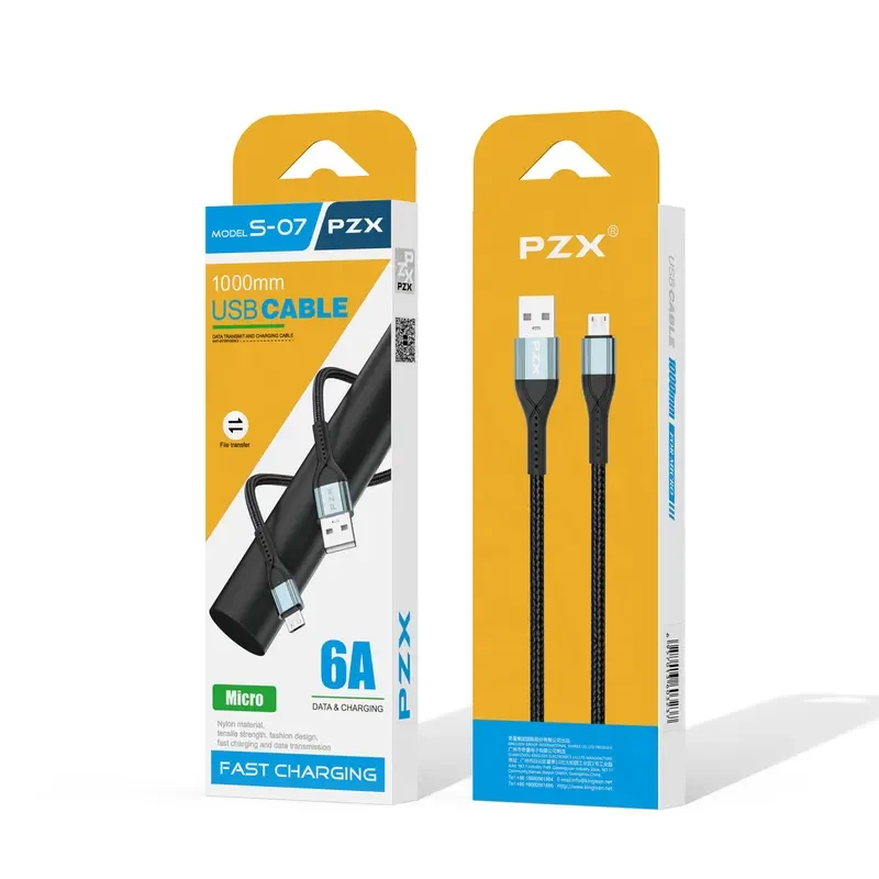 CABLE CHARGE tressé PZX S-07 6A (micro usb)
