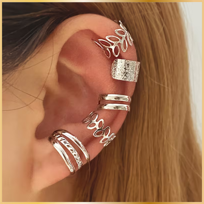 Lot 5 Boucles d’Oreilles Clip Vintage Sans Perçage - Argent