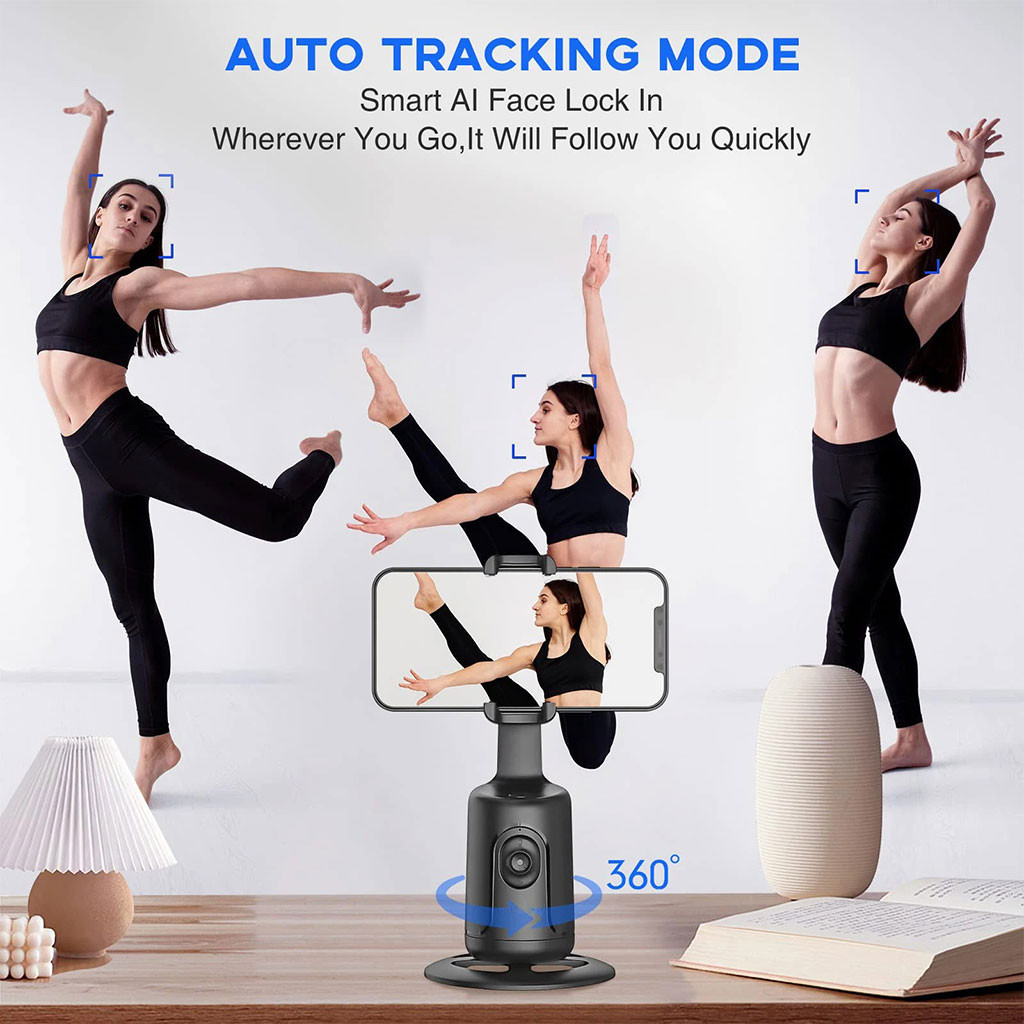 Stabilisateur de Bureau Intelligent 360° avec Suivi Automatique du Visage Pour Vlogging