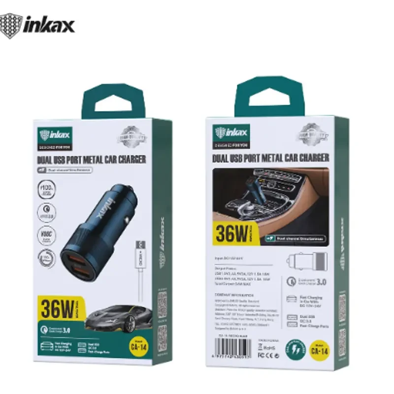 CA-14 QC3.0 36W Double USB Fast Car Charger
