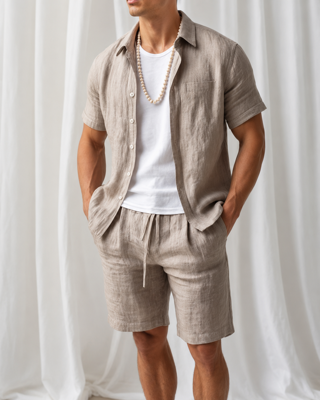 Ensemble Kamraya en Lin pour Homme (Chemise & Short)
