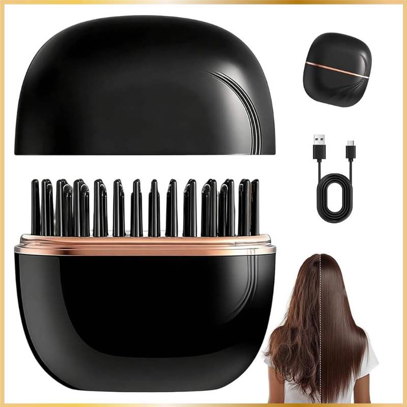 Mini Brosse Lissante Sans Fil & Rechargeable – Cheveux & Barbe