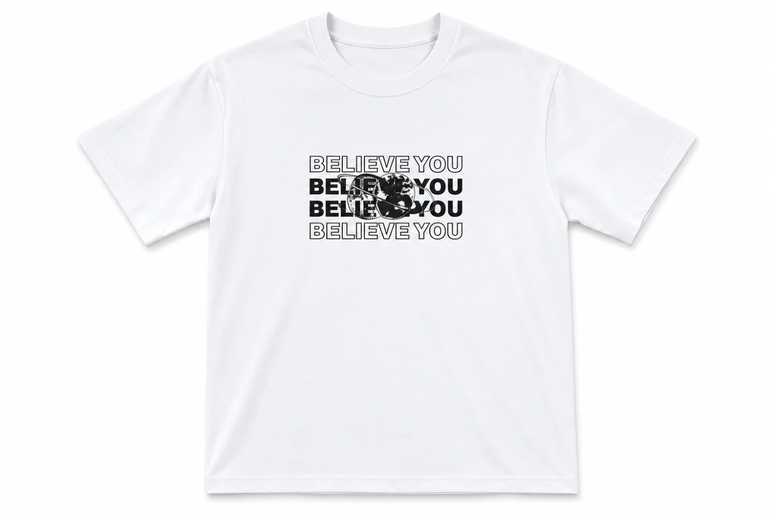 T-shirt Blanc « Believe You » – Style Streetwear Graphique