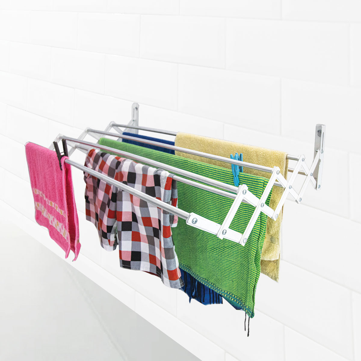 Sèche Linge Mural Extensible 100% Aluminium 100 X 54 cm