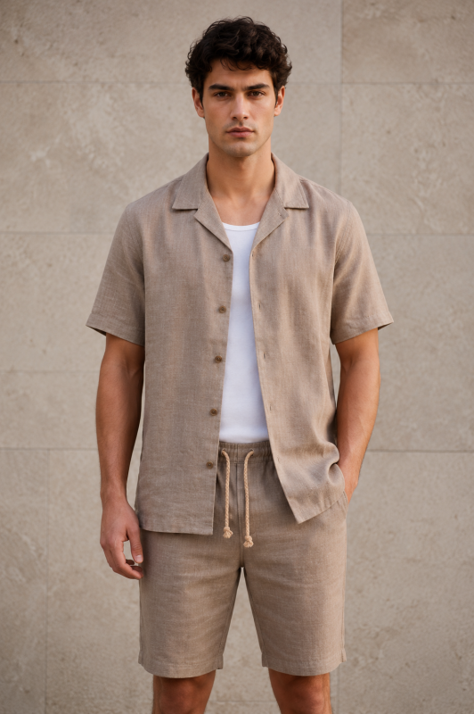 Chemise en Lin pour Homme à Manches Courtes - Life Style Butiken