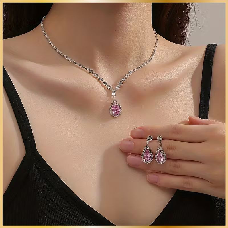 Ensemble Bijoux Luxe Femme – Collier & Boucles d’Oreilles Strass