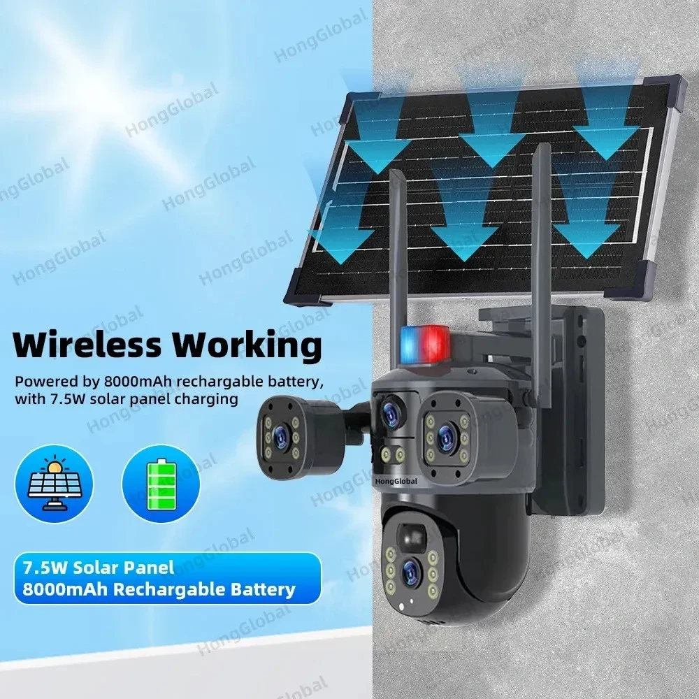 4G/WiFi Smart Net CameraCaméra PTZ Extérieure 8MP 4K Wi-Fi à Énergie Solaire
