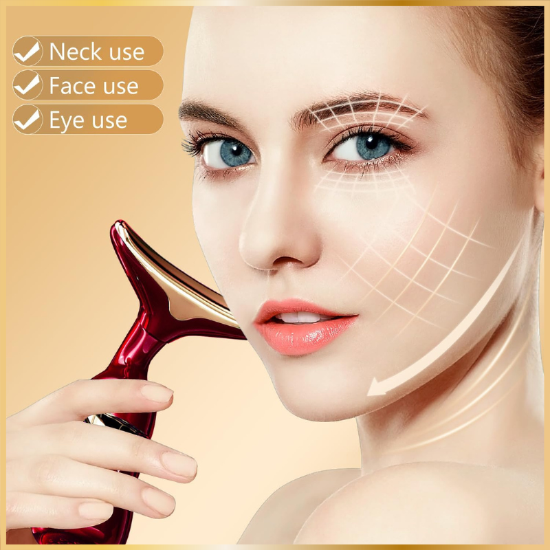 Appareil de Massage Visage & Cou 4D – Raffermissant - Rouge