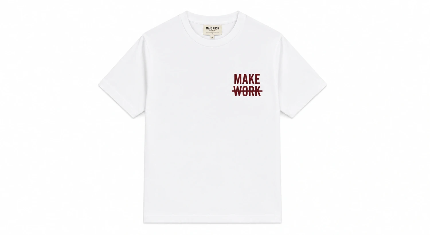 T-shirt Blanc « MAKE WORK » – Style Streetwear Typographique