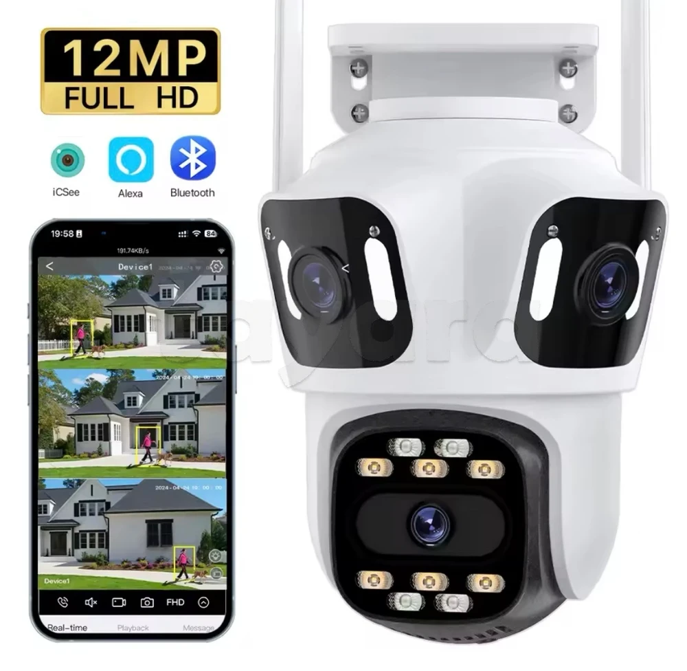 Caméra de Surveillance Extérieure WiFi 3 Lentilles 8MP