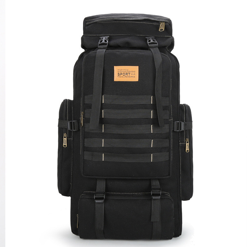 Grand Sac à Dos en Toile pour Camping, Randonnée en Plein Air, Voyage, Pêche, 80 Litres