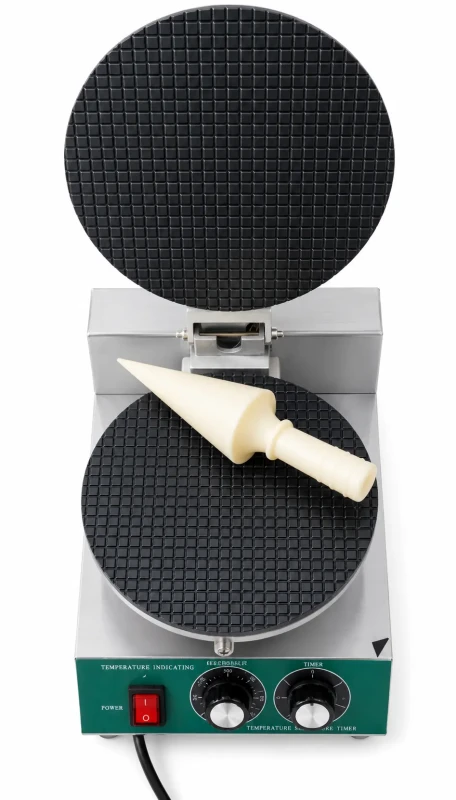 Gaufrier Professionnel à Cornet de Glace avec Température et Minuterie Réglables