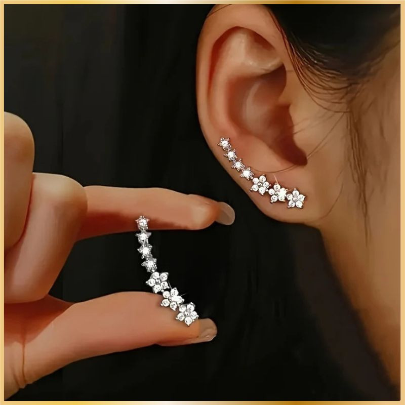Boucles d’Oreilles Fleur 5 Pétales Argentées – Femme