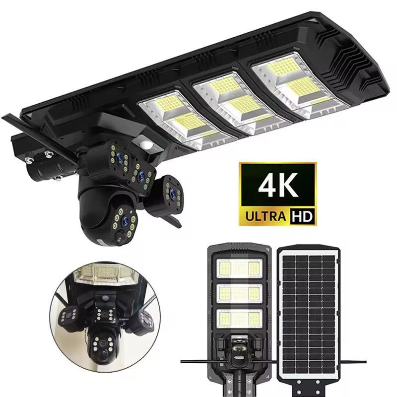 Lampe Solaire Extérieure 2-en-1 avec Caméra de Surveillance Double Objectif V380 Pro
