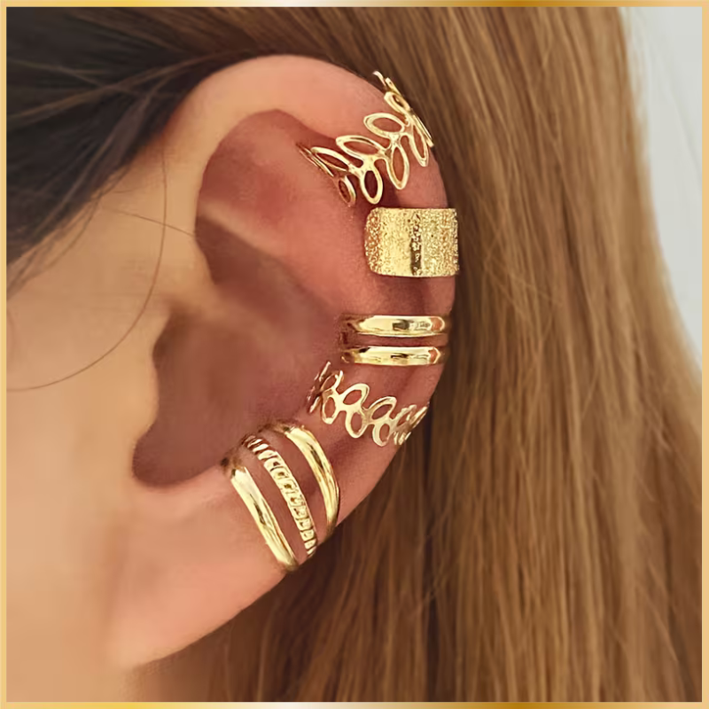 Lot 5 Boucles d’Oreilles Clip Vintage Sans Perçage - Doré