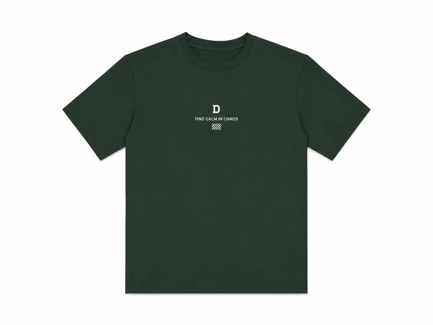 T-shirt Vert Sapin « FIND CALM IN CHAOS » – Style Streetwear Minimaliste