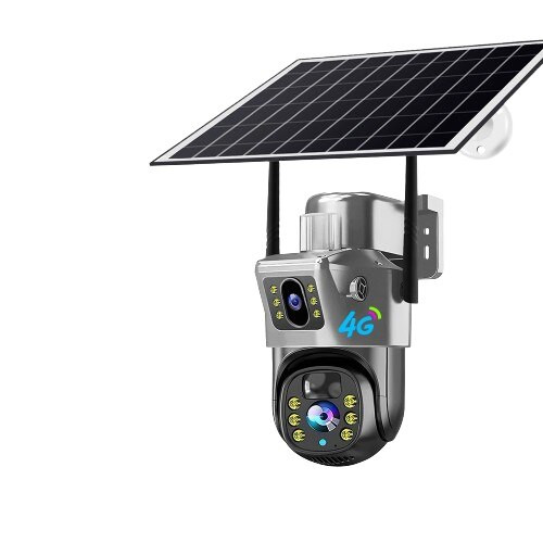 Caméra de Surveillance 4G Solaire 12MP à Double Objectif & Zoom x10