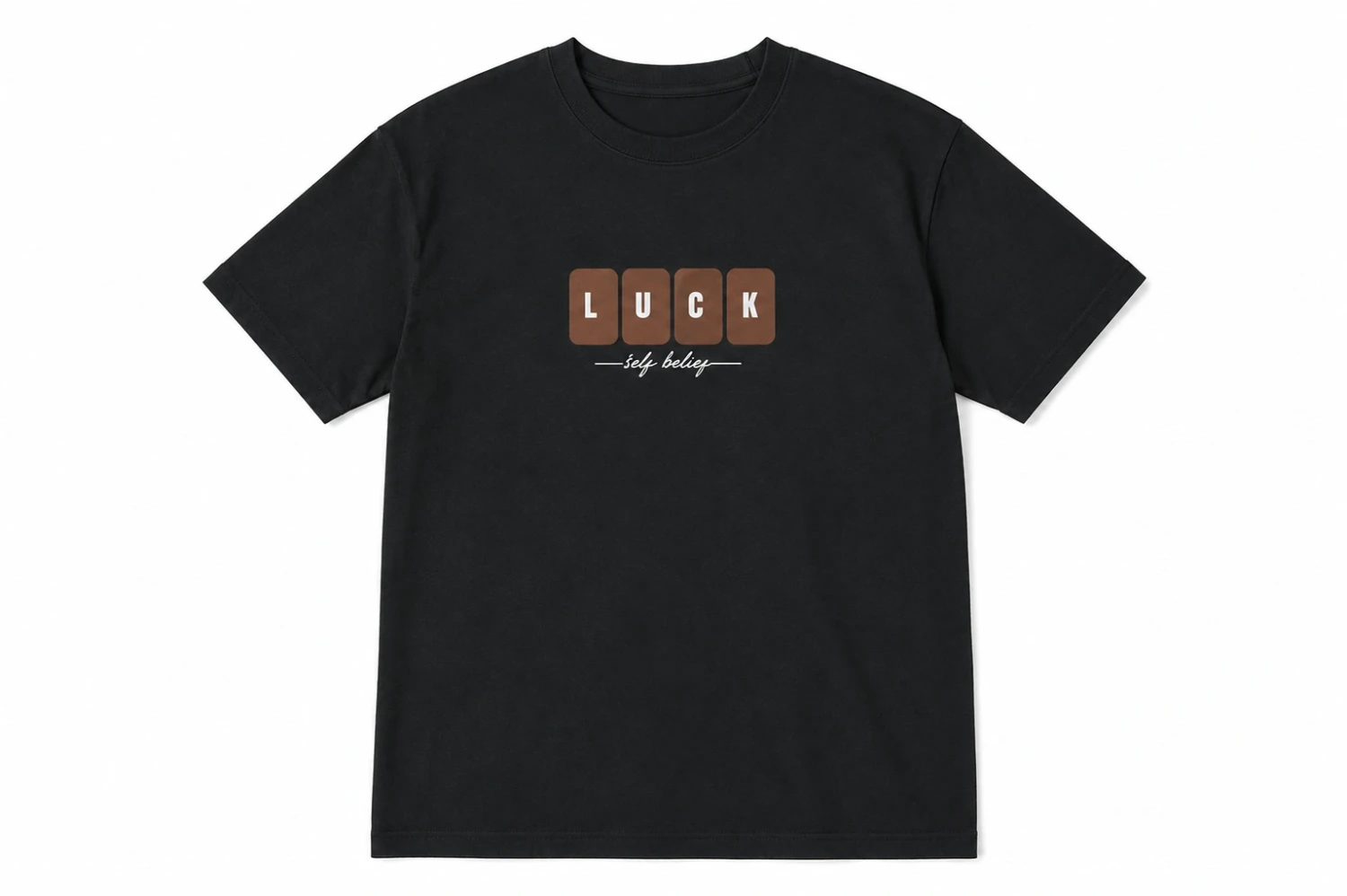 T-shirt Noir Premium « LUCK – Self Belief » – Style Streetwear Minimaliste