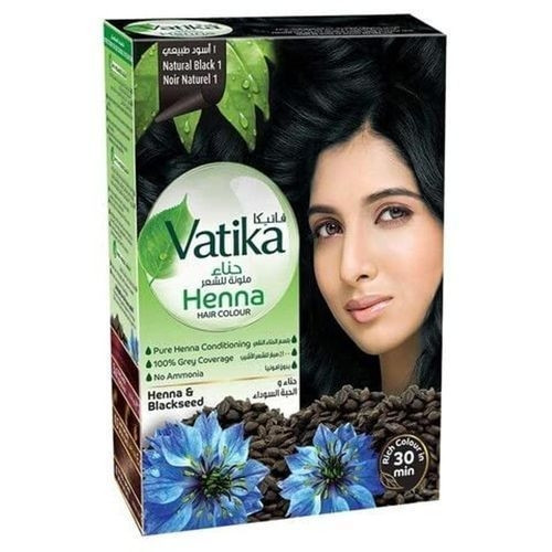 Vatika Henna Coloration Cheveux Haba Souda Noir Naturel Pack de 6x10g