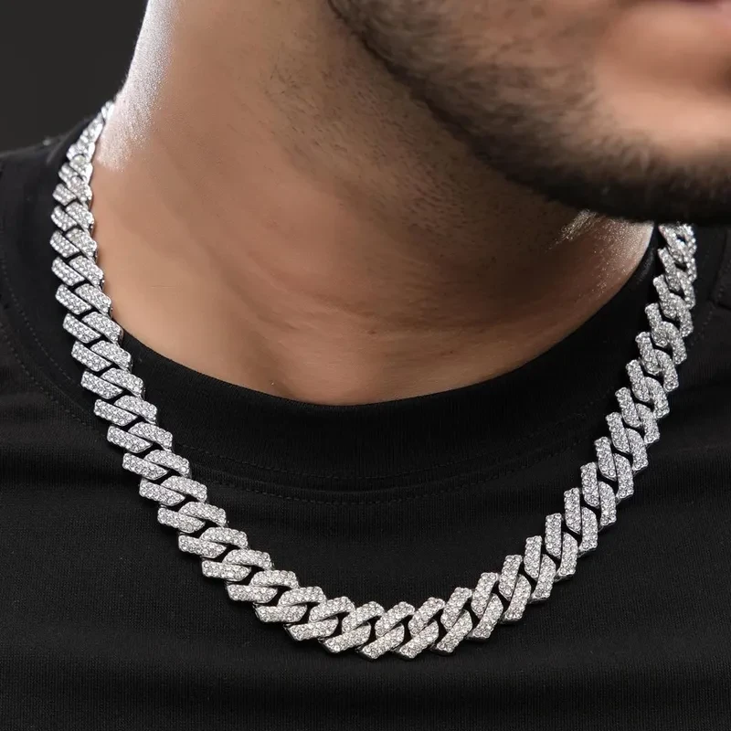 Collier Cubain Ice Out en Acier Inoxydable avec Strass – Style Luxe Homme